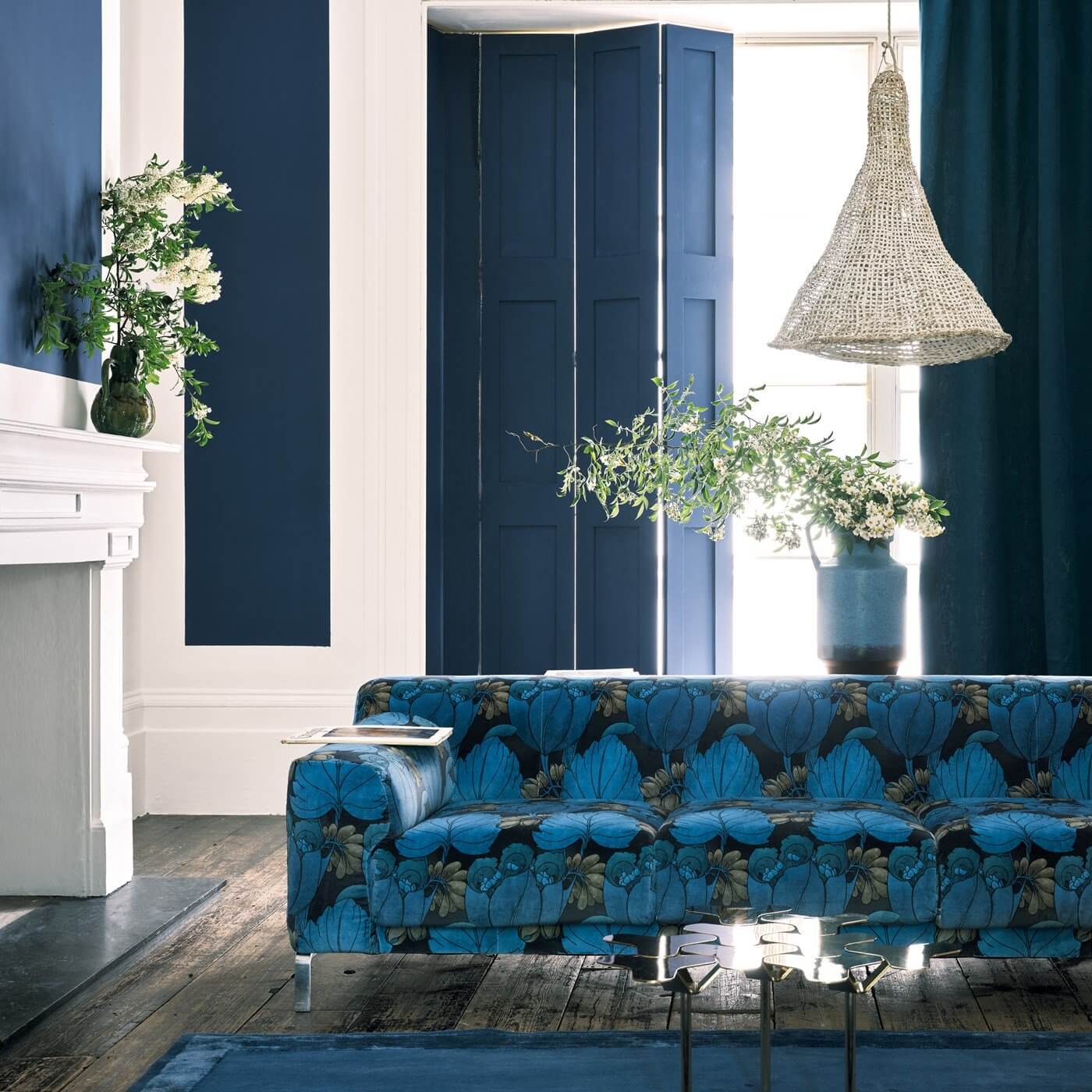 blue living room liberty farrow ball nordroom A New Collection by Farrow & Ball and Liberty