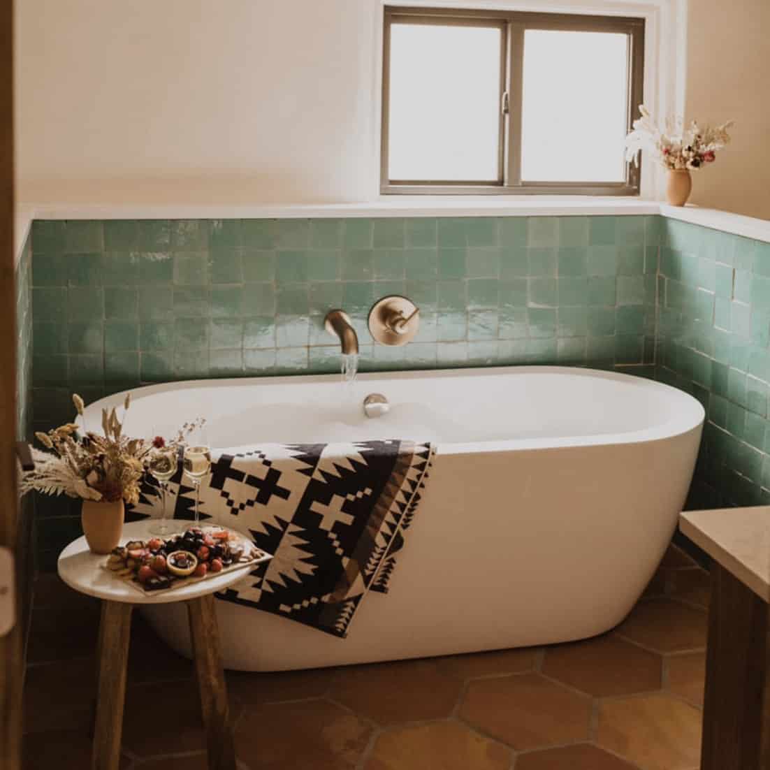 bathroom-terracotta-hexagon-floor-tiles-green-wall-tiles-nordroom