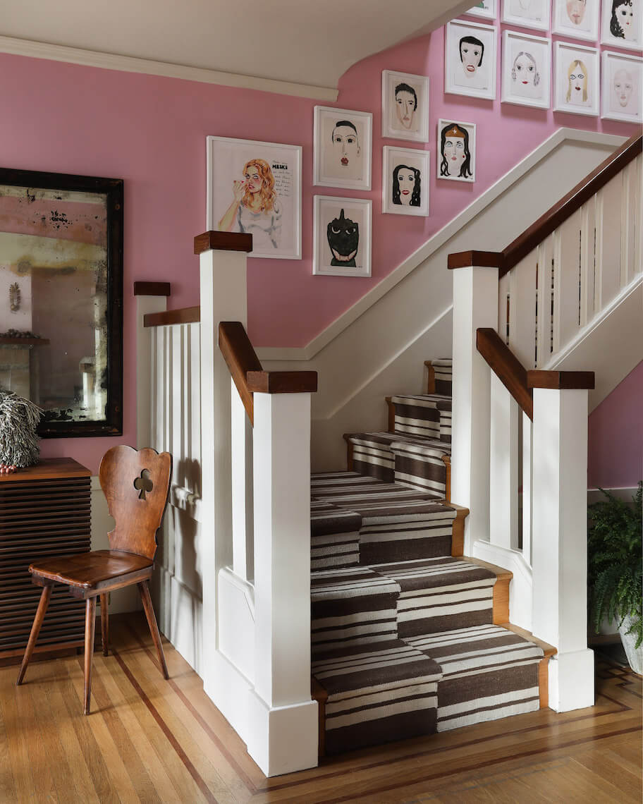 staircase-pink-walls-gallery-wall-nordroom