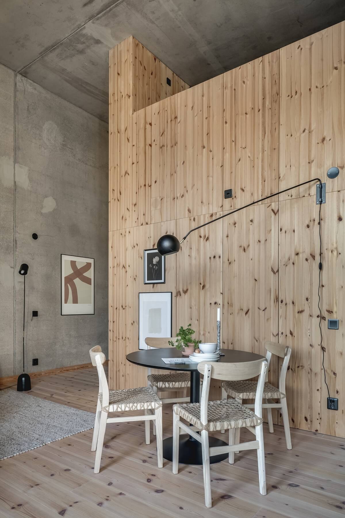 A Scandinavian Loft Made of Concrete and Wood
