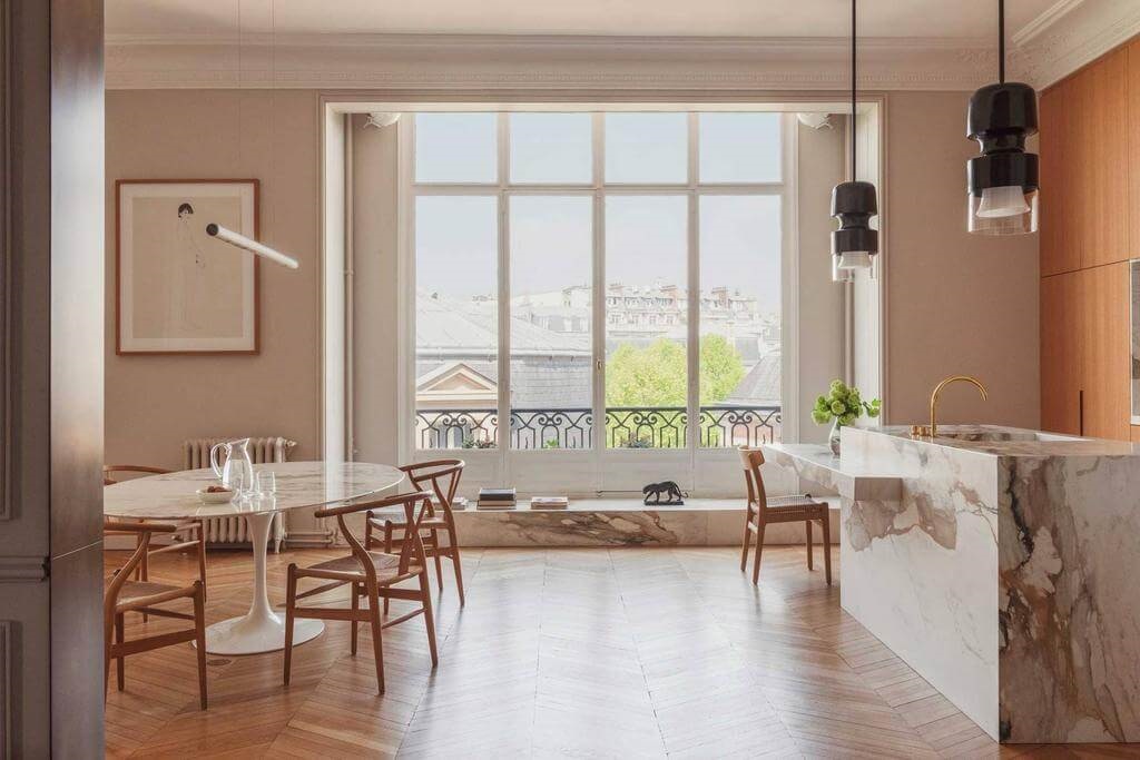 marble-kitchen-island-spacious-kitchen-parisian-apartments-nordroom