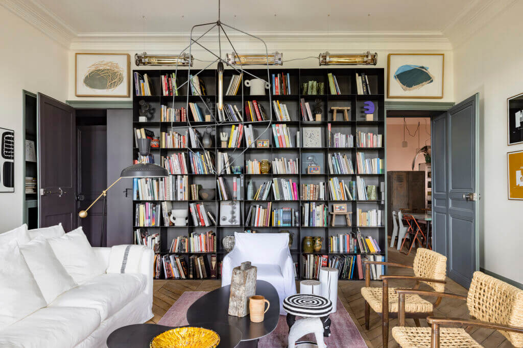 merci-paris-eclectic-apartment-living-room-bookshelves-nordroom