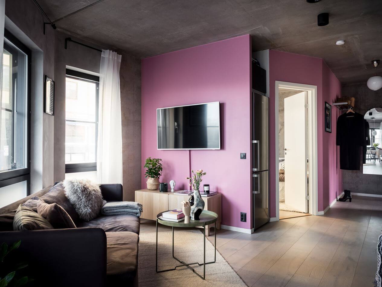 pink-walls-indstrial-apartment-oak-wooden-floor-nordroom