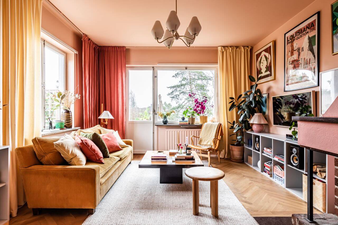 A Pink and Yellow Scandinavian Apartment