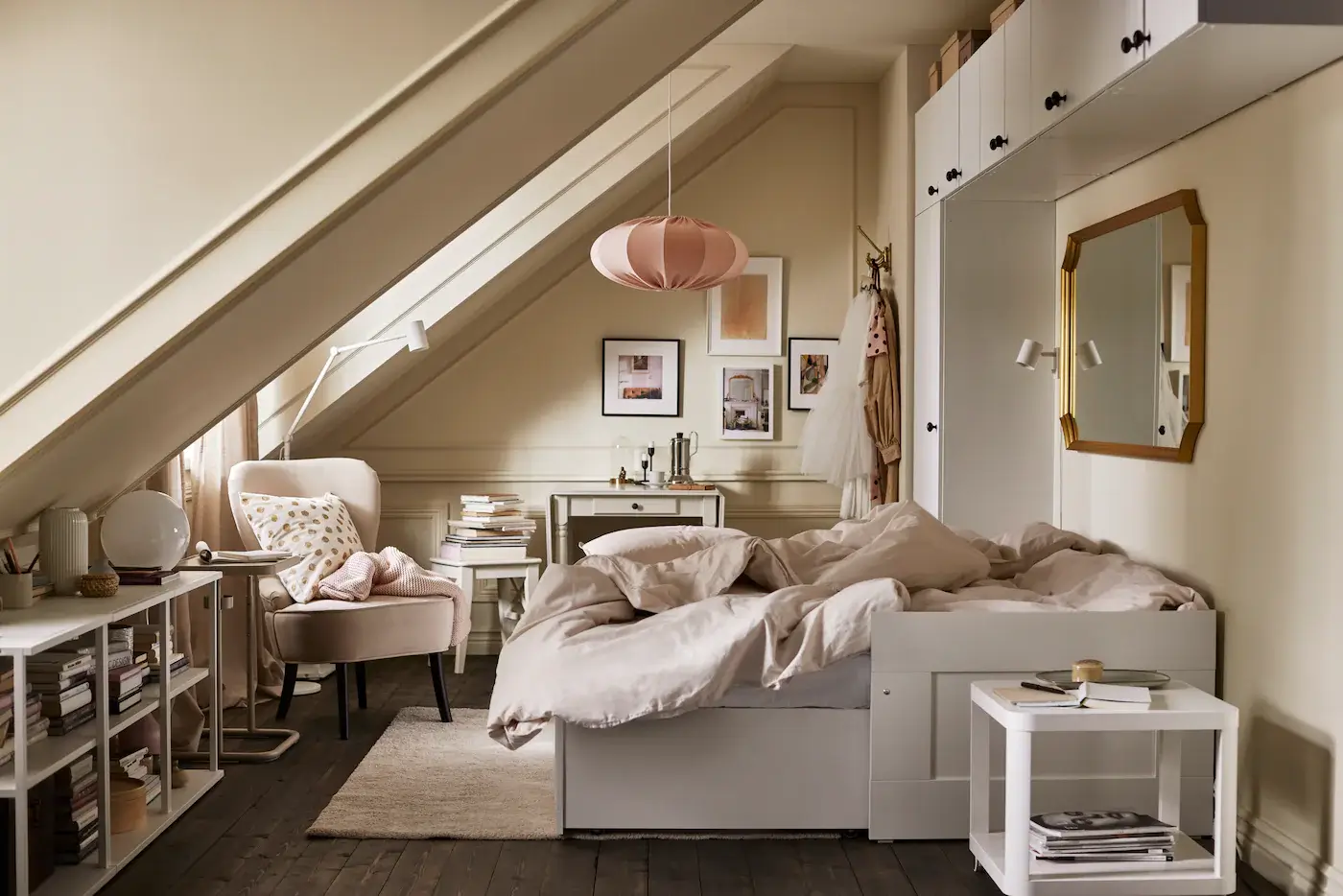 Small attic bedroom sloping sales ceilings