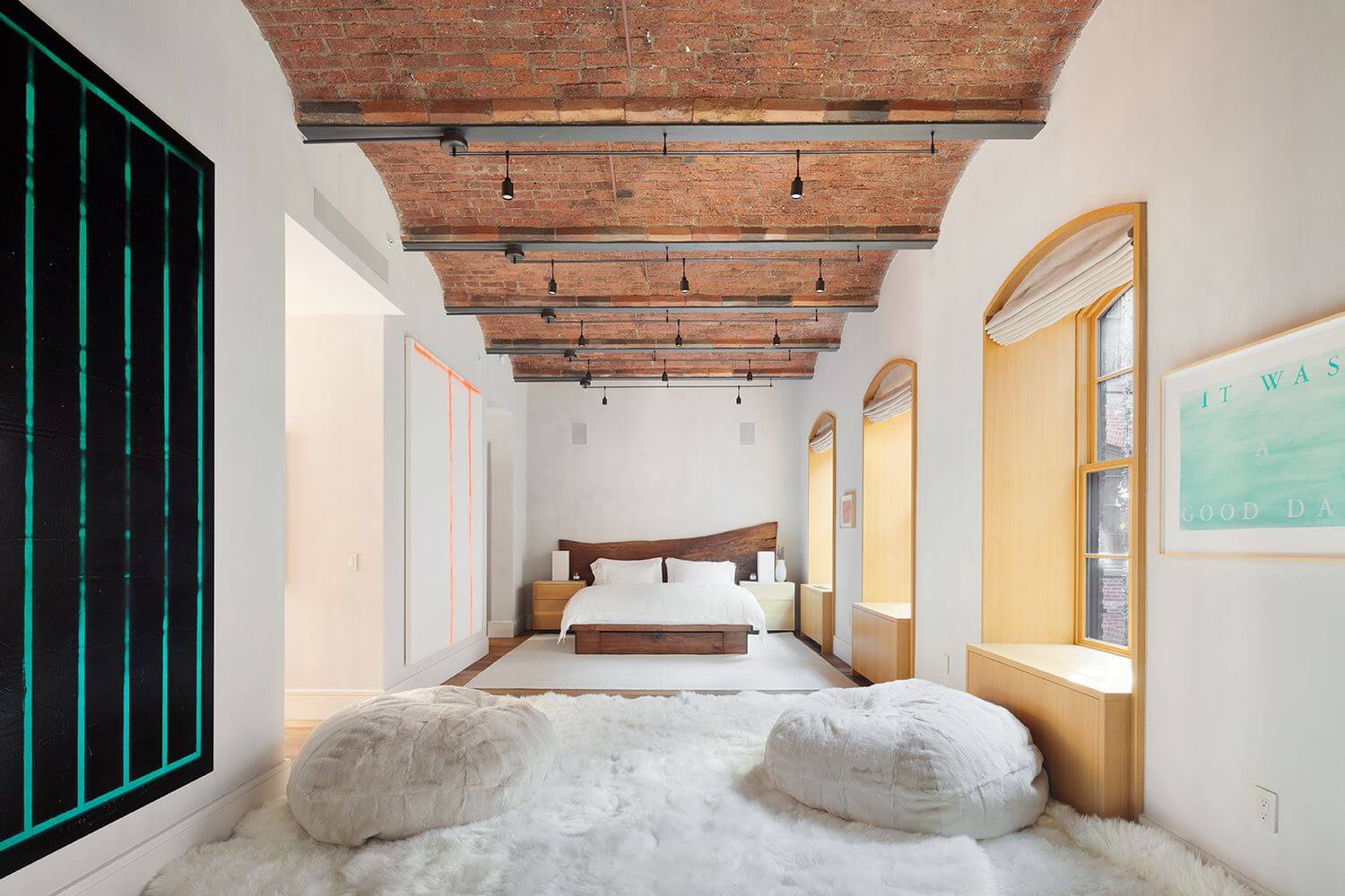 bedroom-contemporary-modern-loft-manhattan-jonah-hill-brick-vaulted-ceiling-nordroom