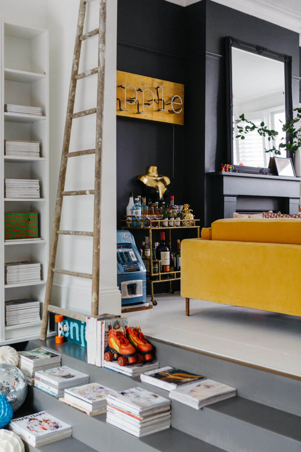 black-white-living-room-yellow-sofa-nordroom