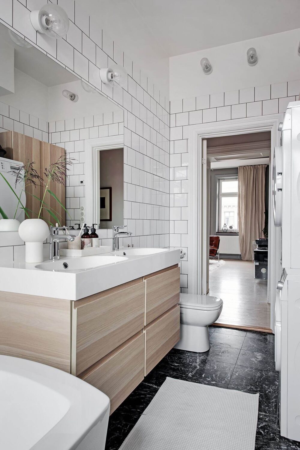 simple-bathroom-black-marble-floor-wooden-cabinet-nordroom