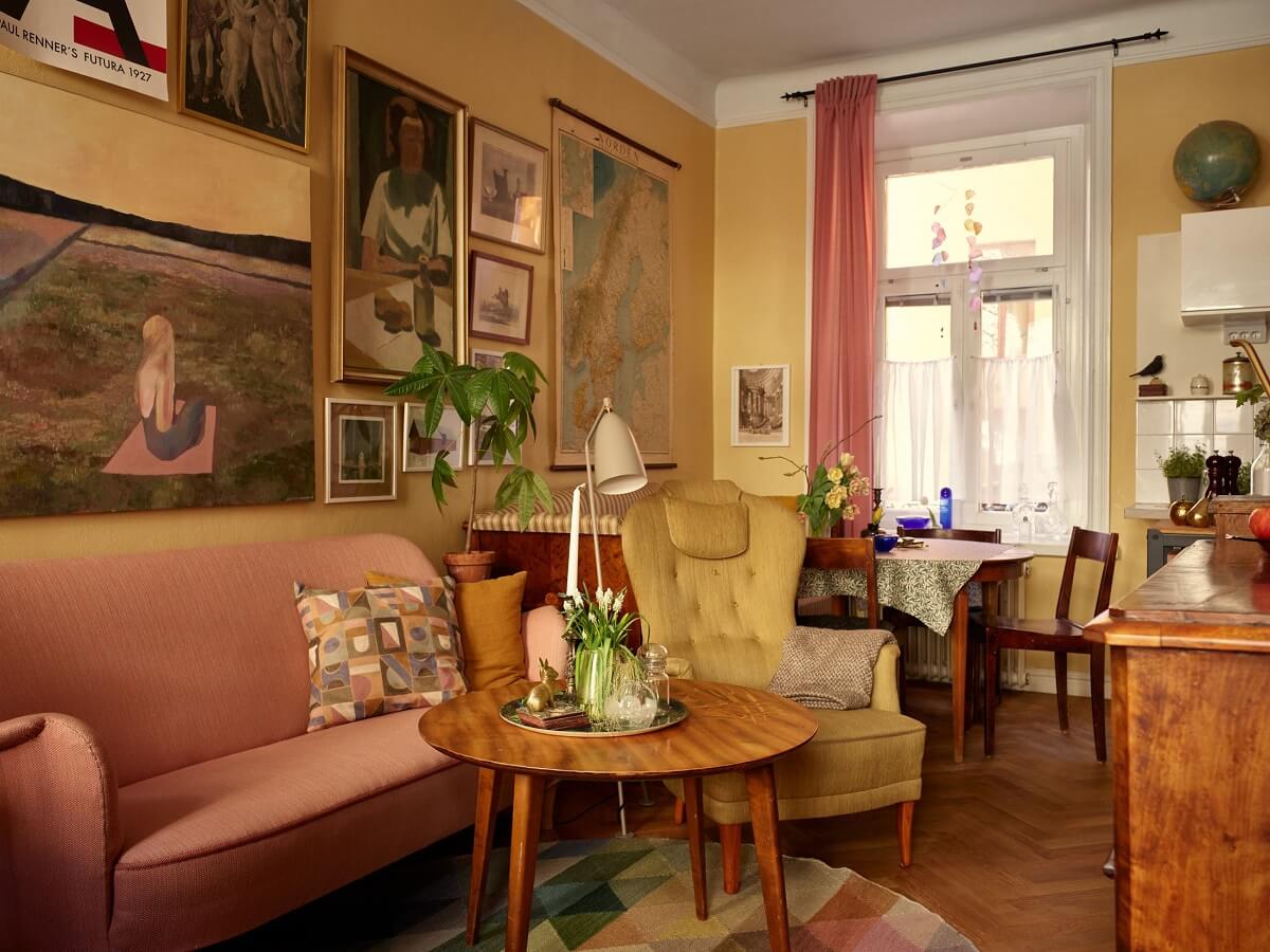 A Small Vintage Apartment with Warm Yellow Walls - The Nordroom