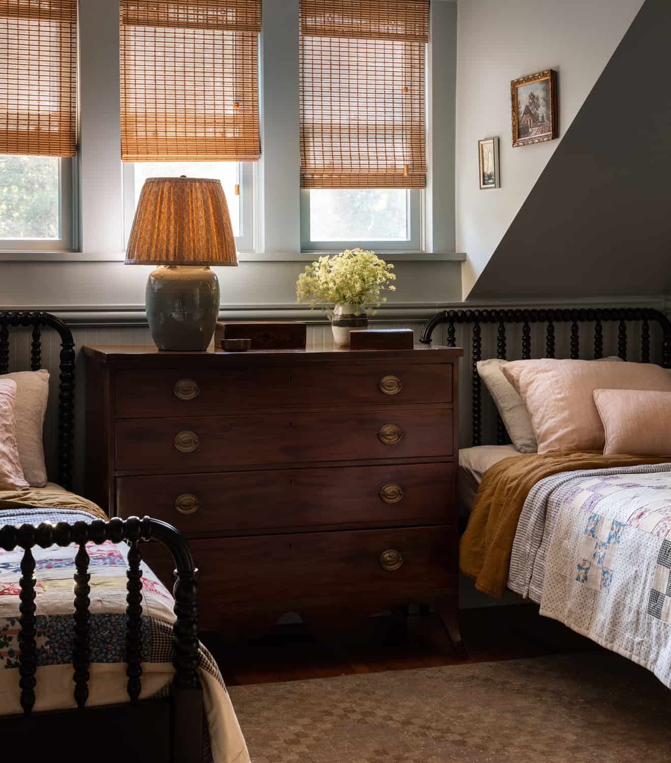 Heidi-Caillier-Design-Hudson-Valley-house-bedroom-kids-old-house-spindle-beds-quilts-nordroom