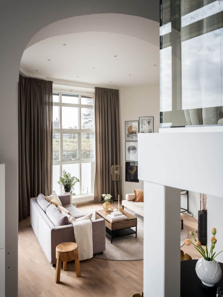 Illustration of Scandinavian Apartment Sale With High Ceiling
