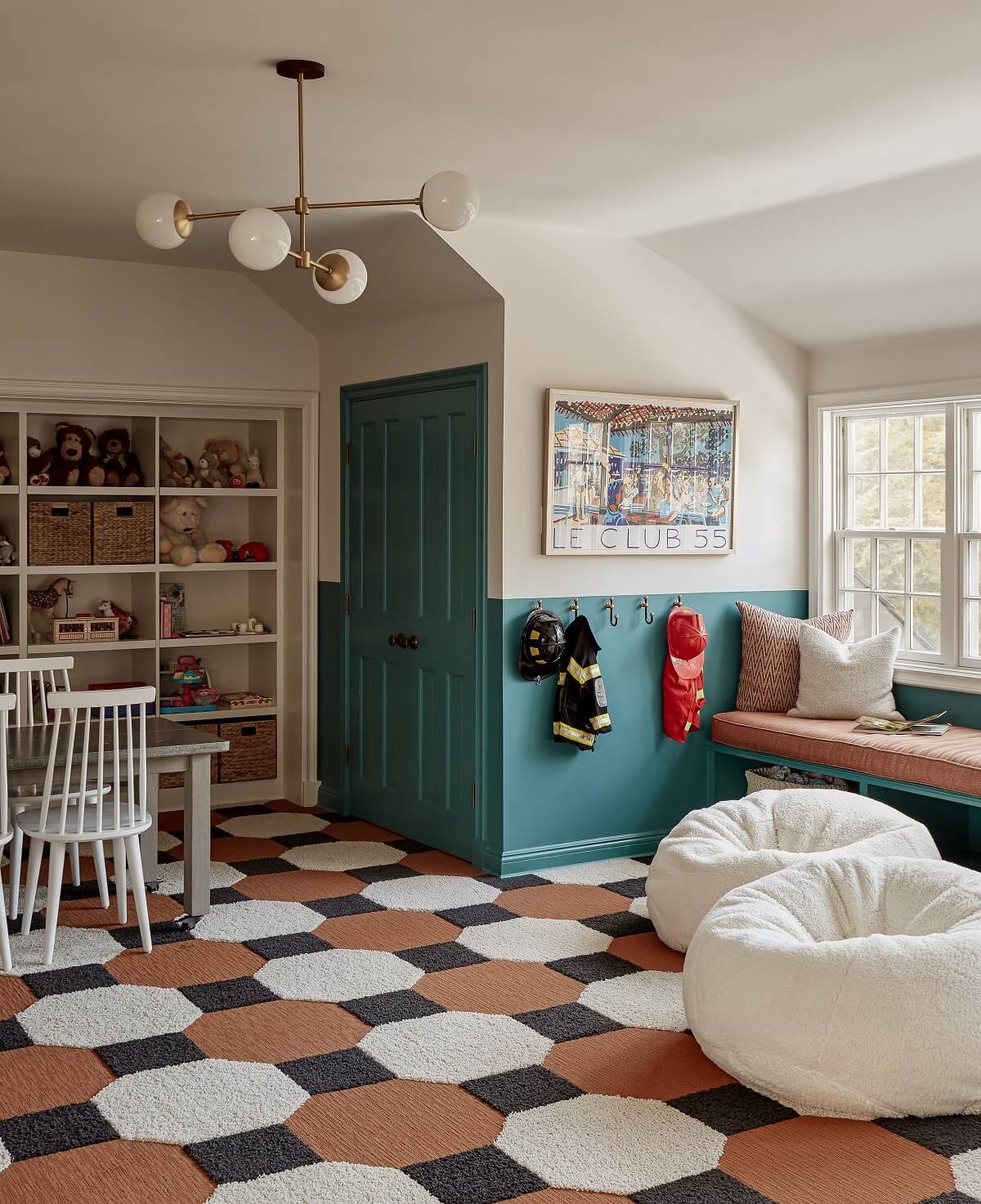 kids-play-room-crafts-room-green-wood-panels-door-carpet-nordroom