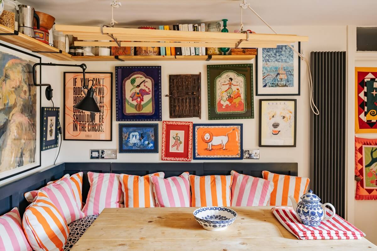 kitchen-bench-gallery-wall-art-maximalist-decor-nordroom