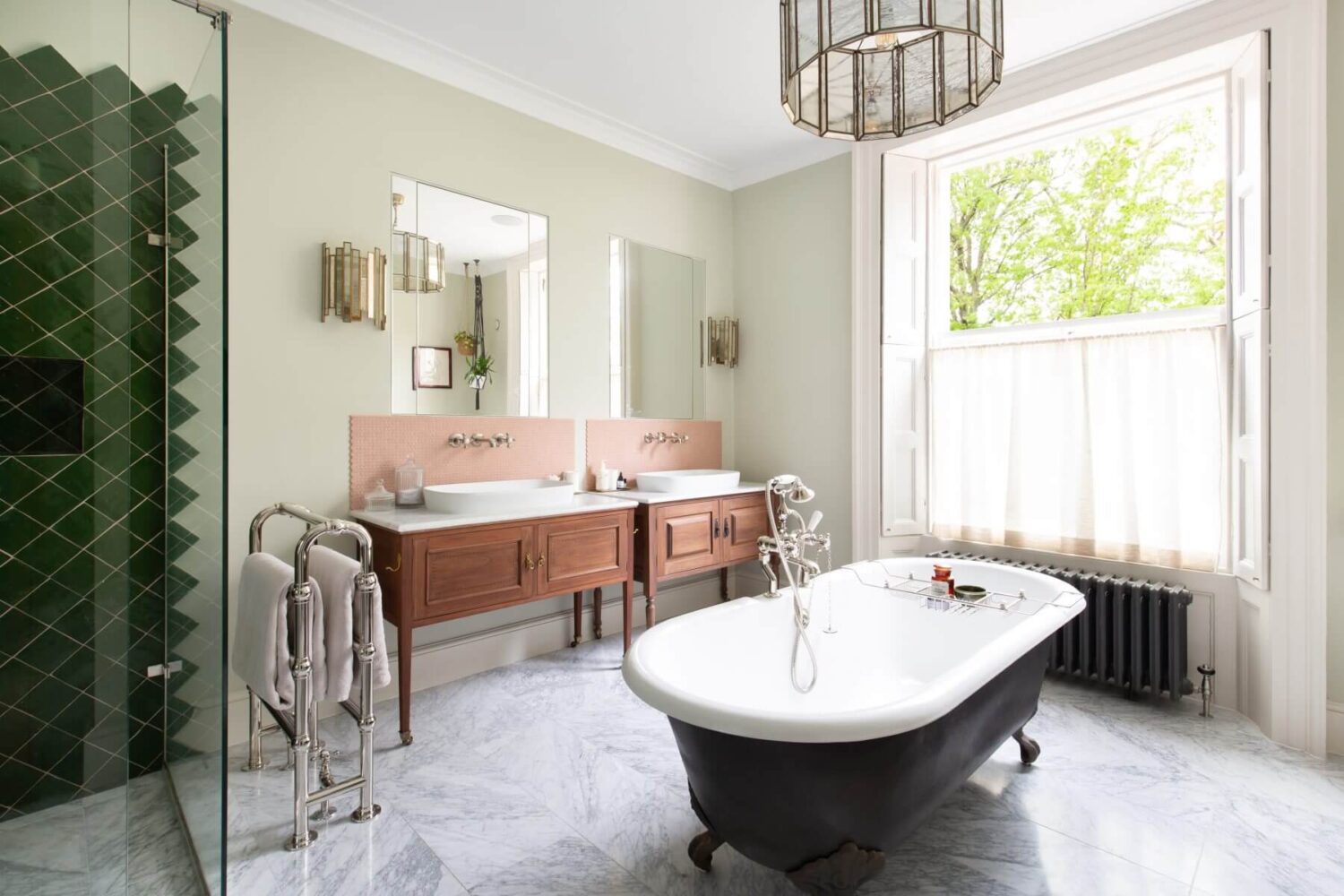 bathroom-freestanding-black-bath-green-shower-tiles-nordroom