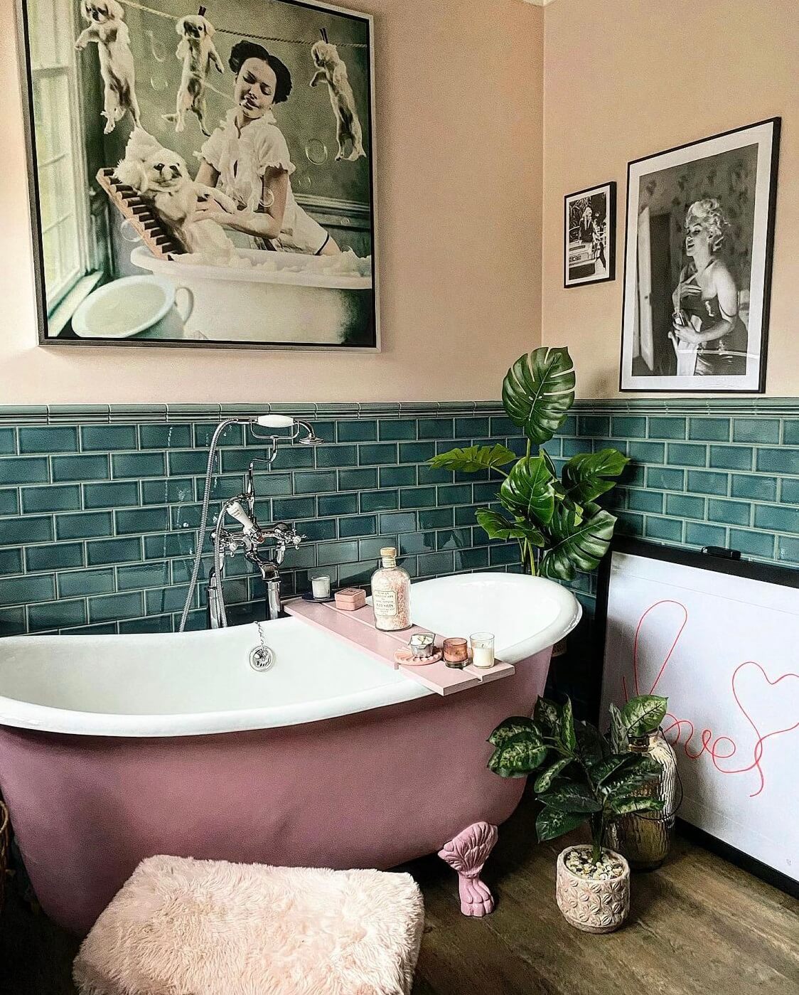 bathroom-pink-clawfoot-bath-green-tiles-nordroom