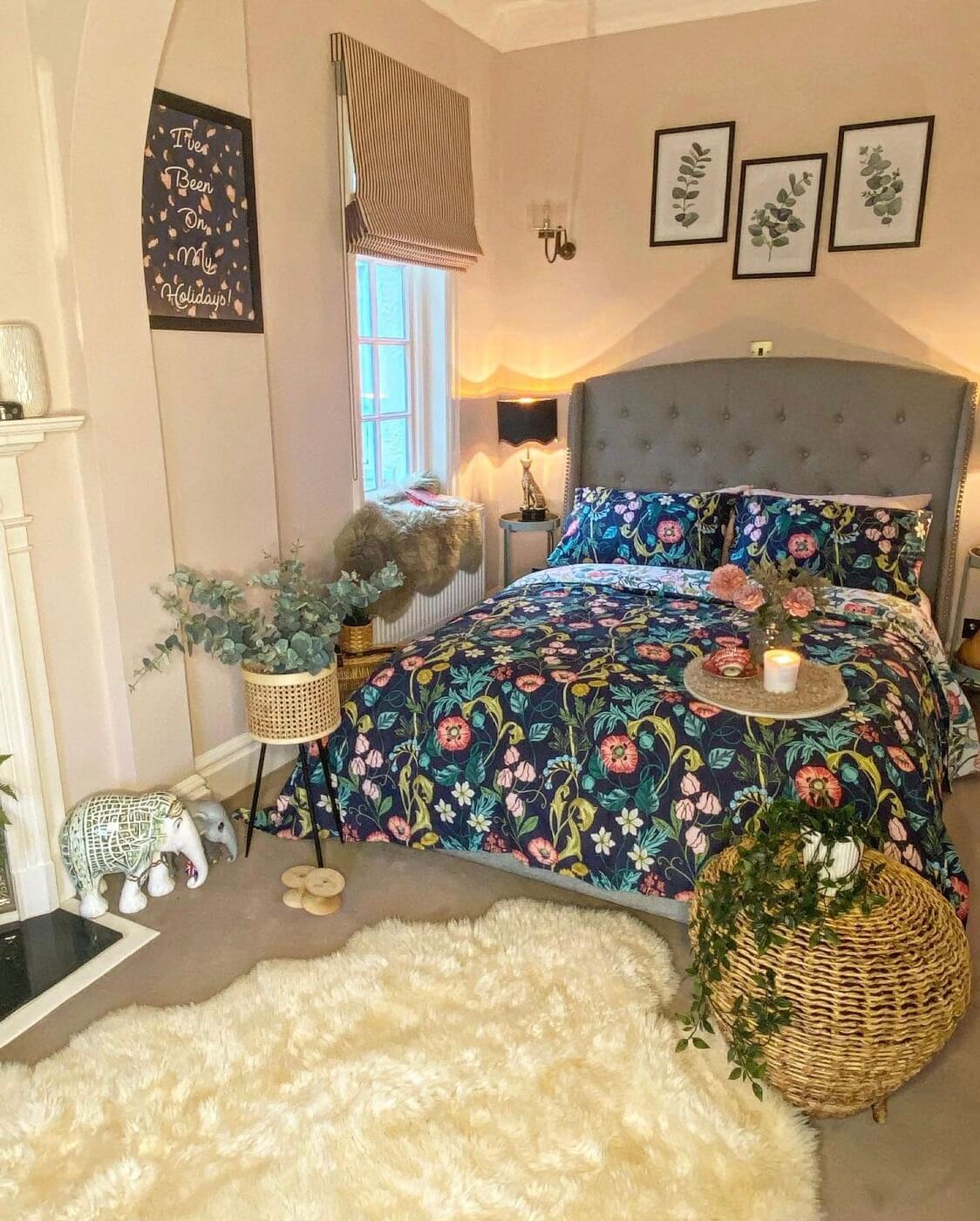 bedroom-floral-bedding-gray-bed-nordroom