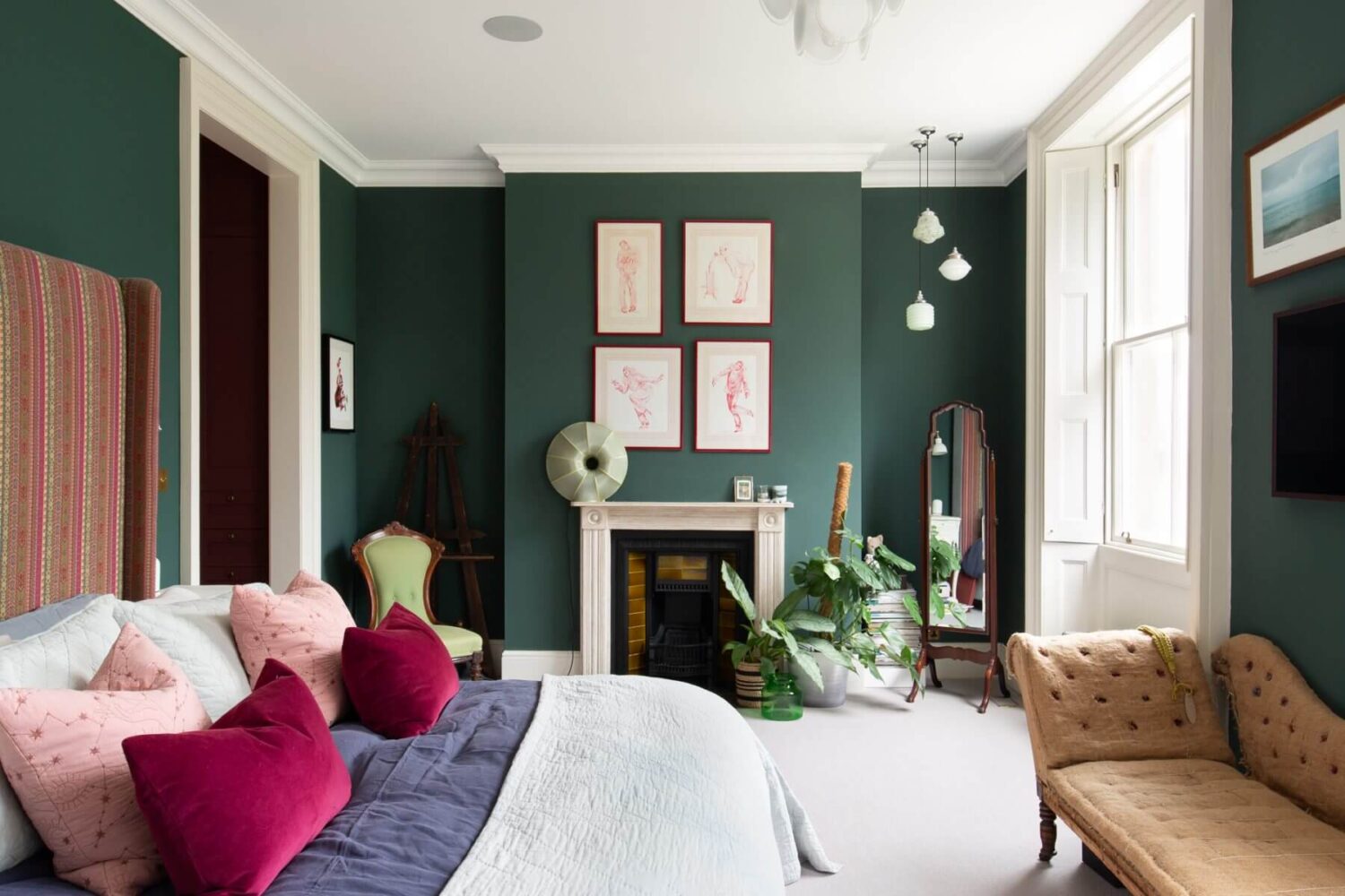 green-master-bedroom-fireplace-pink-details-nordroom