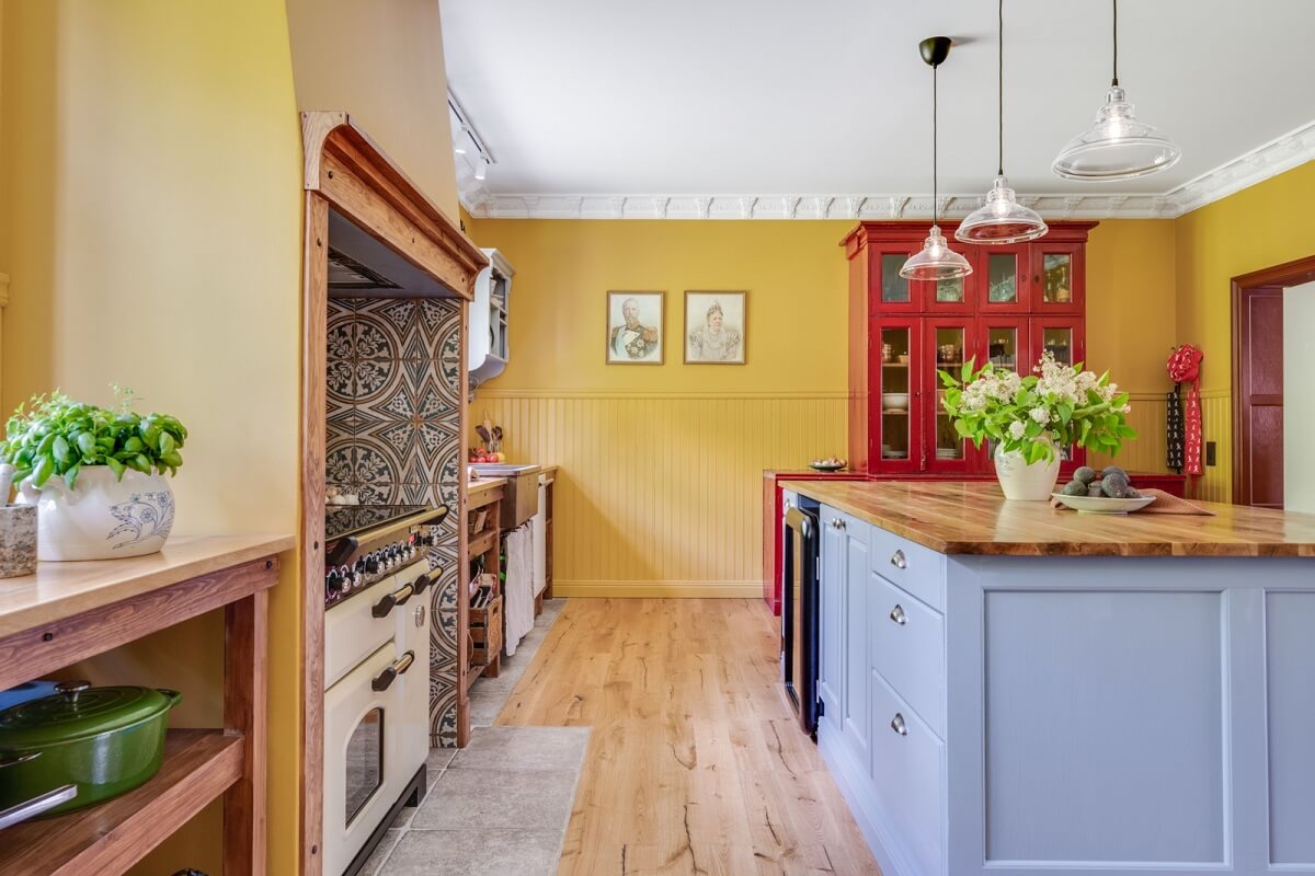 kitchen-yellow-walls-light-blue-kitchen-island-nordroom