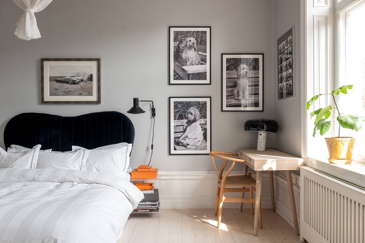 light-gray-bedroom-desk-green-velvet-headboard-nordroom