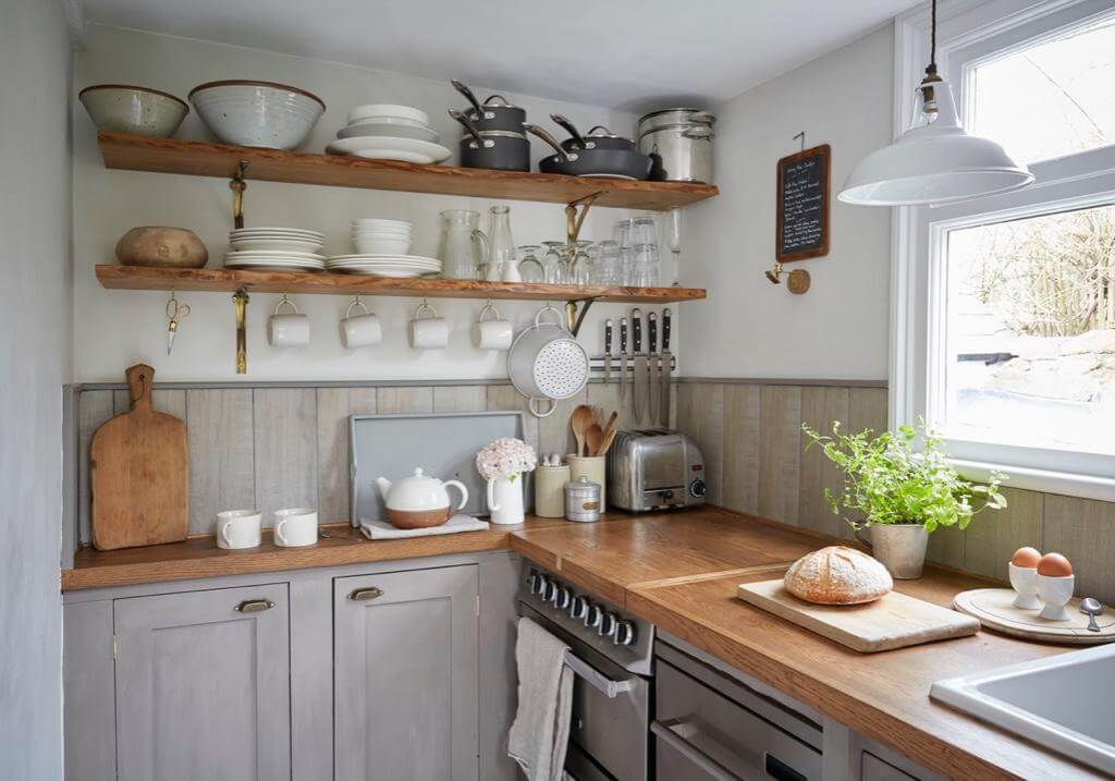 small-cottage-kitchen-open-shelves-gray-cabinets-nordroom