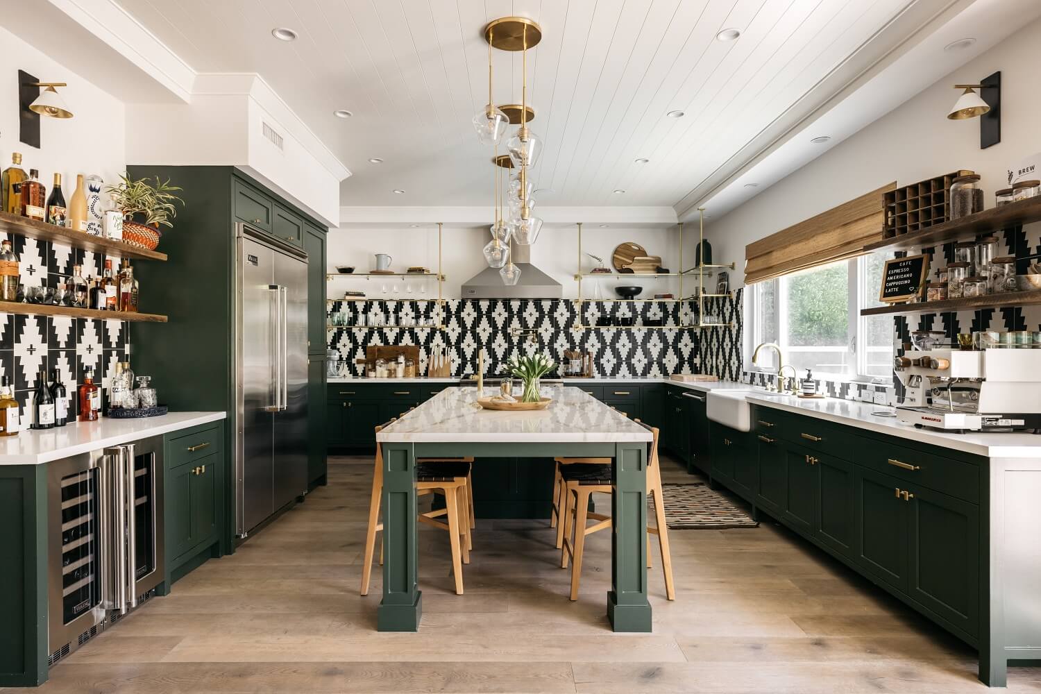 green-kitchen-island-geometric-tiles-open-shelves-daveed-diggs-emmy-raver-lampman-nordroom