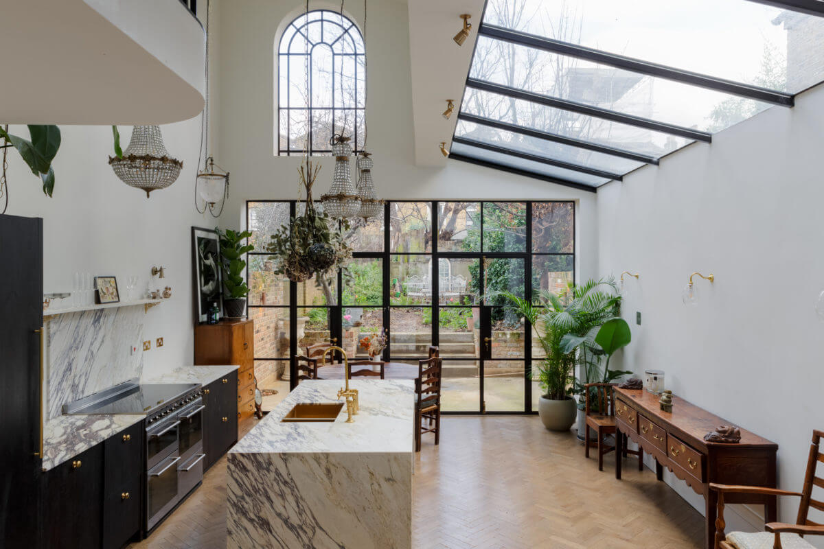 kitchen-marble-island-skylight-crittall-doors-nordroom