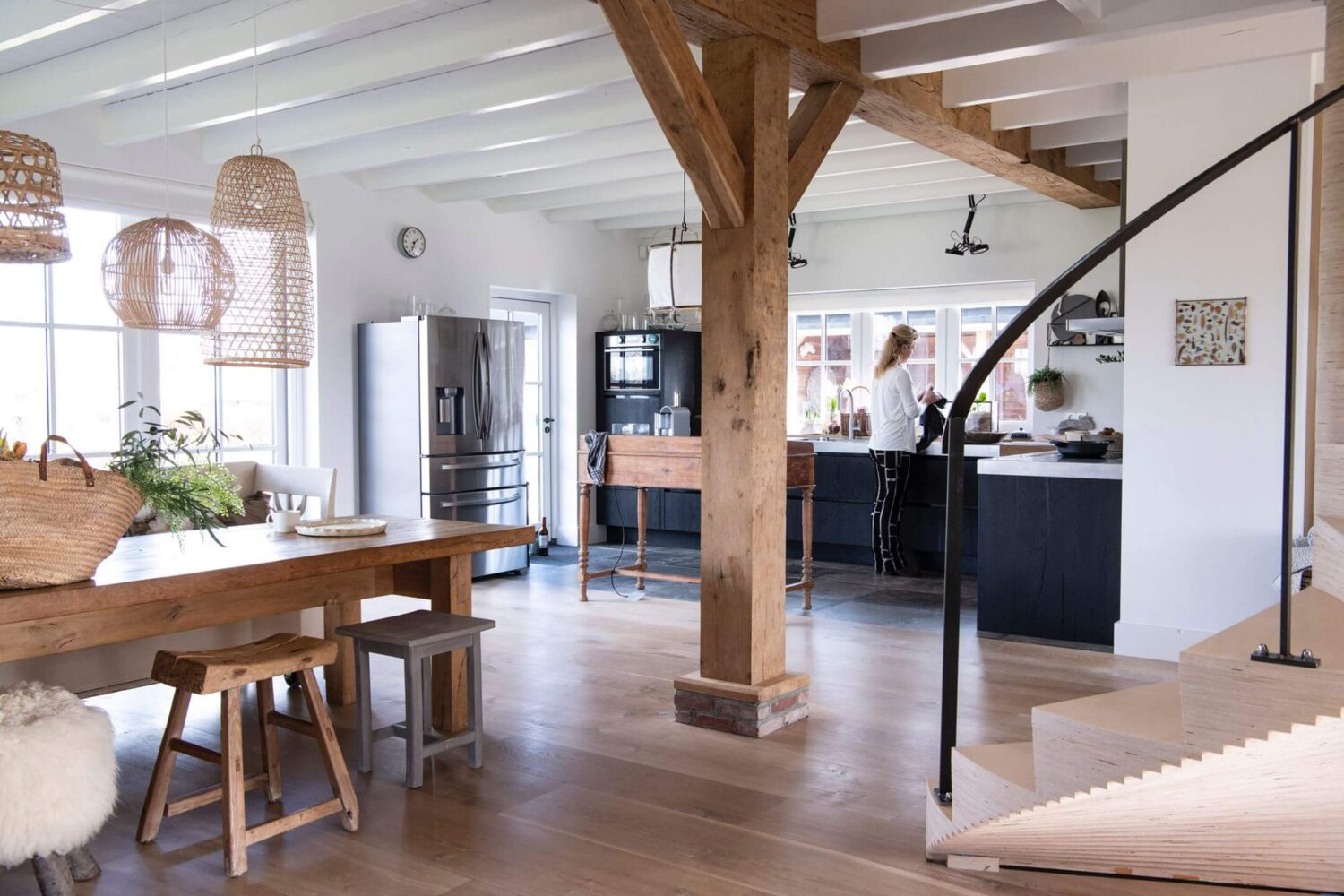 open-plan-kitchen-dining-exposed-beams-nordroom