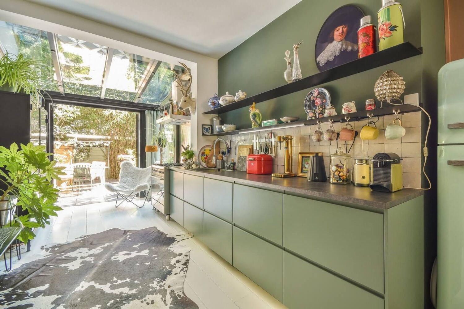 green-kitchen-cabinets-open-shelf-colorful-home-amsterdam-nordroom