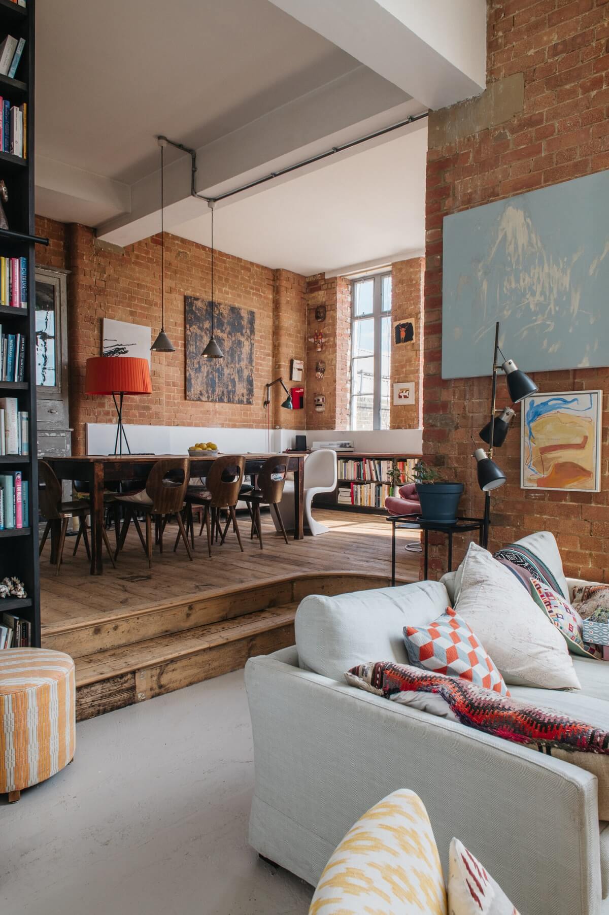 A Loft-Style Apartment with Brick Walls in London