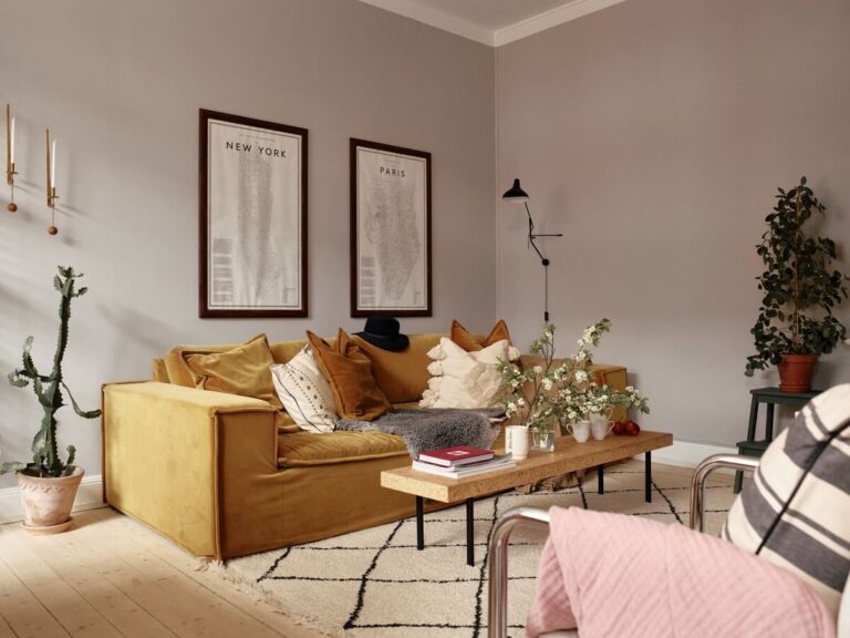 A Small Swedish Apartment with Ochre Yellow Sofa - The Nordroom
