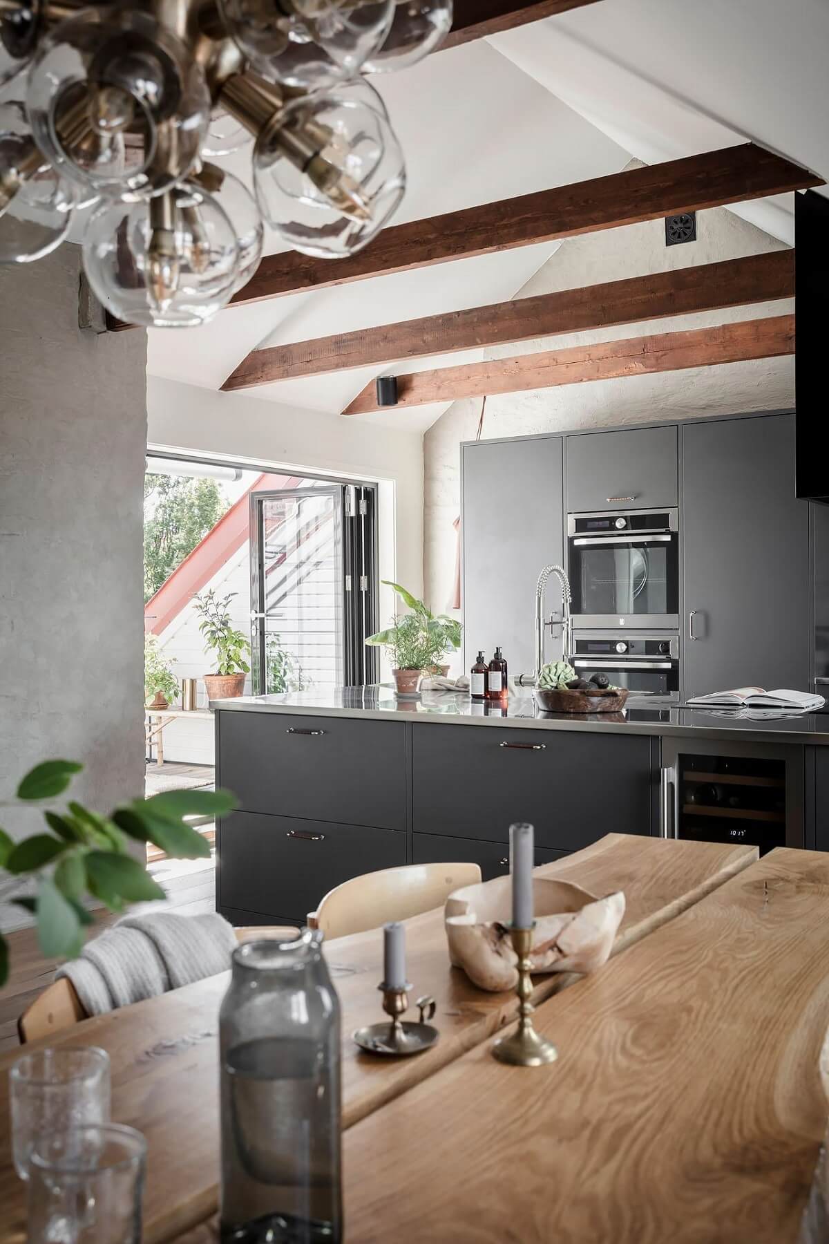 A Swedish Maisonette with Warm Pink Living Room