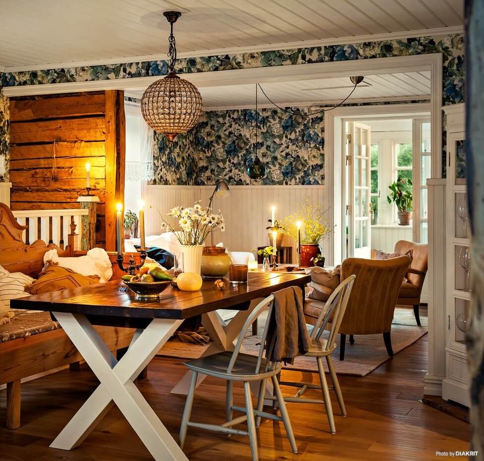 A Charming Swedish Villa Filled with Wallpaper