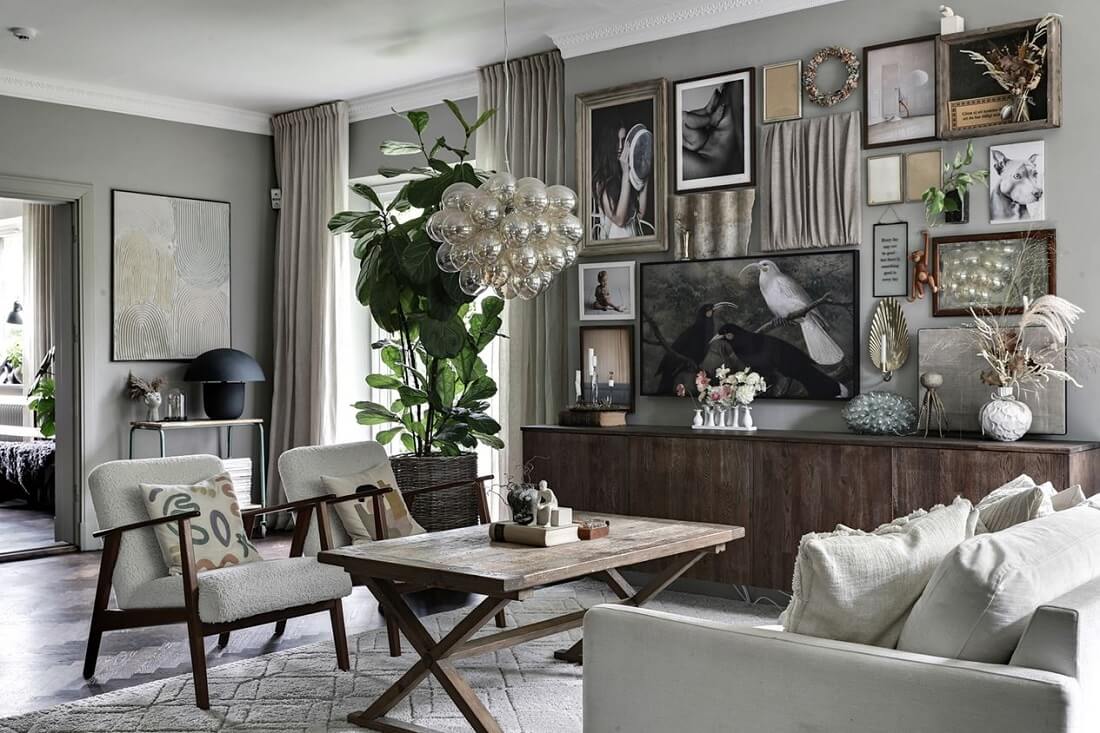 A Swedish 1930s Villa Decorated in Gray and Green Tones