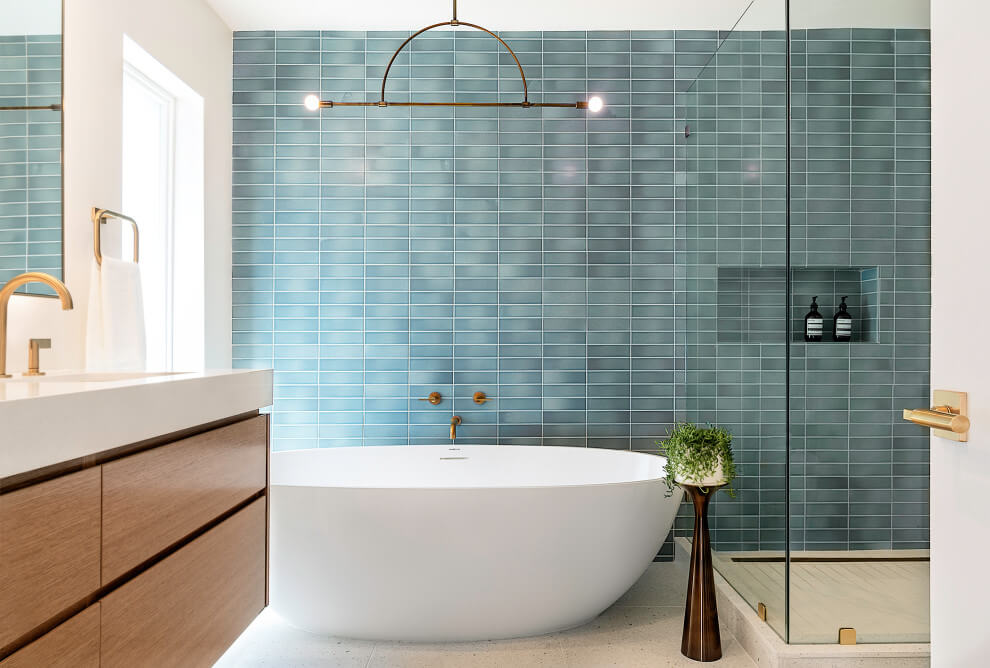 modern-bathroom-freestanding-bath-shower-teal-wall-tiles-nordroom