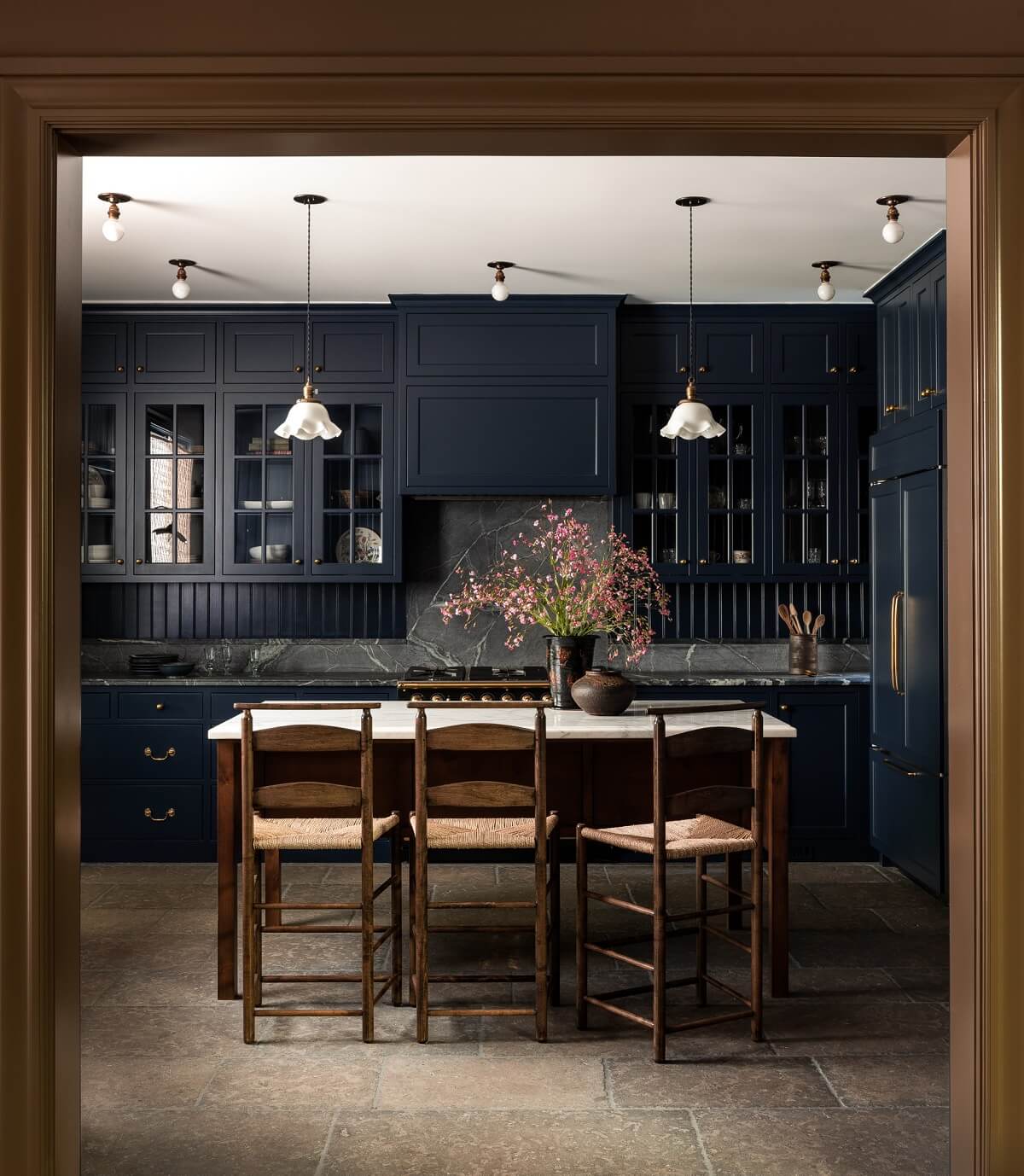 Heidi-Caillier-Design-Cow-Hollow-SF-interior-design-dark-kitchen-reclaimed-limestone-floors
