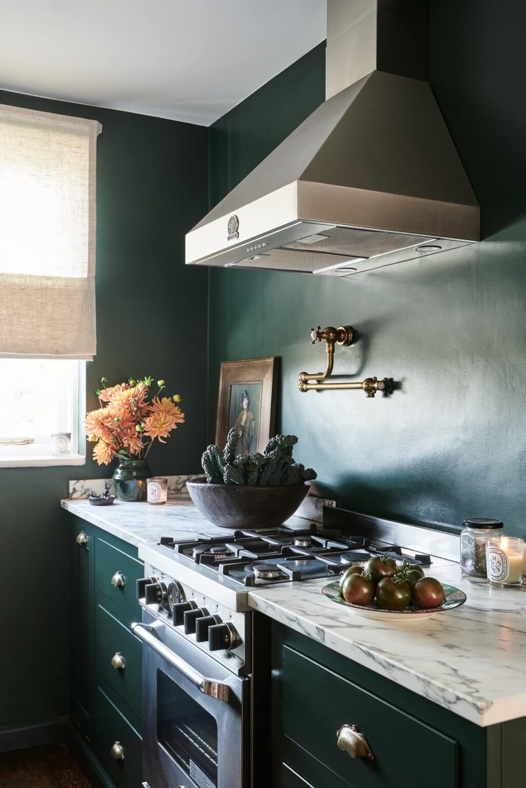 A Small Dark Green Classic English deVOL Kitchen - The Nordroom