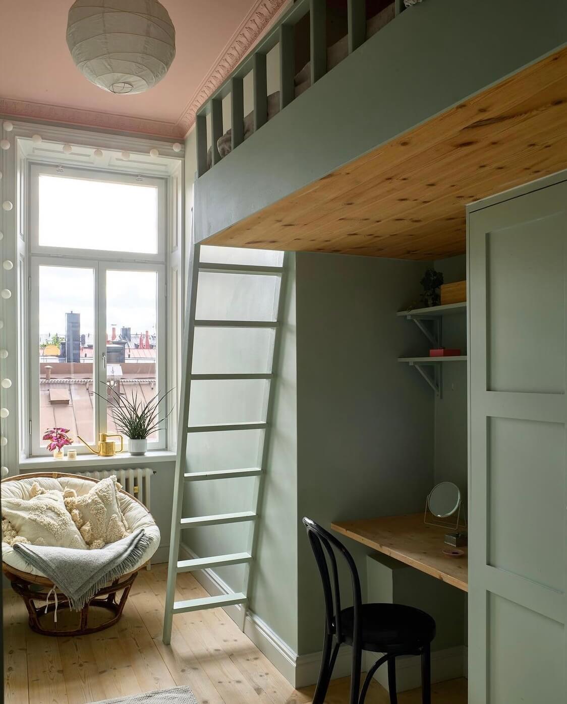 kids-bedroom-sage-green-bunk-bed-desk-nordroom