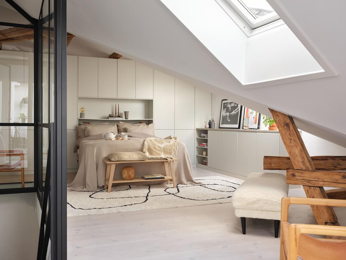 attic-bedroom-sky-window-slanted-ceiling-built-in-wardrobes-nordroom