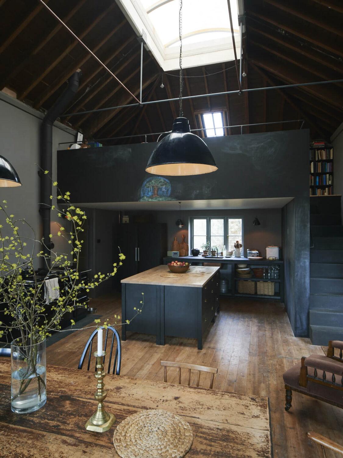 dark-loft-style-kitchen-wooden-floor-island-skylight-nordroom