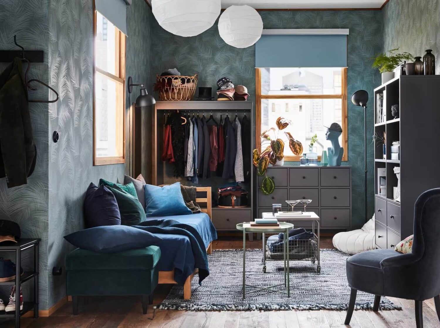 ikea-living-room-bedroom-ideas-sofa-bed-wallpaper-nordroom