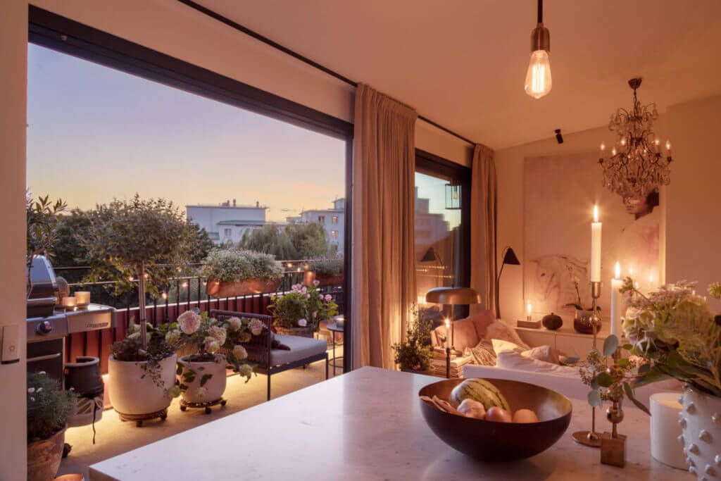 kitchen-living-small-attic-apartment-balcony-evening-light-nordroom