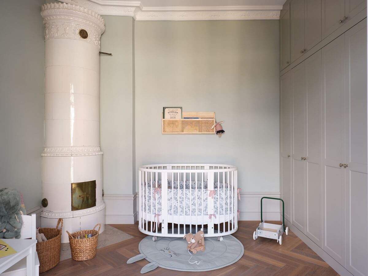 light-gray-baby-room-nursery-built-in-cabinets-fireplace-nordroom