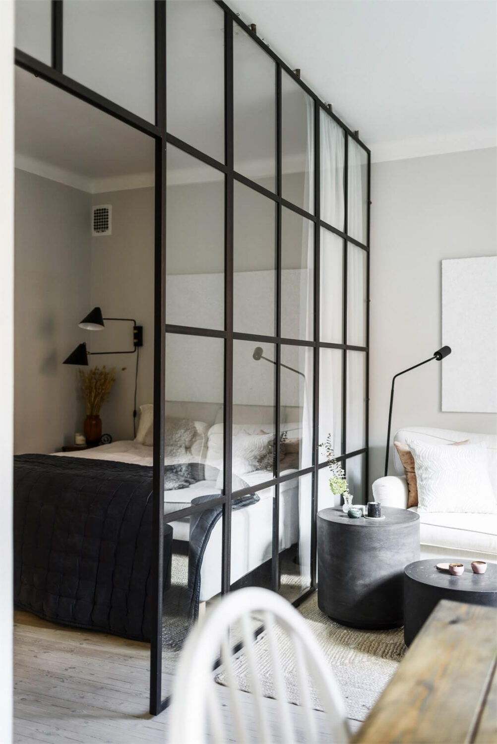 living-room-bedroom-combos-glass-partition-wall-nordroom