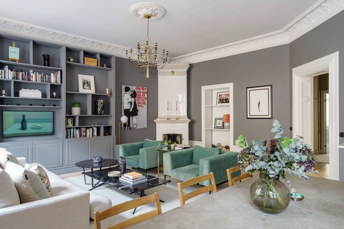 open-plan-living-room-kitchen-bookcases-nordic-design-nordroom