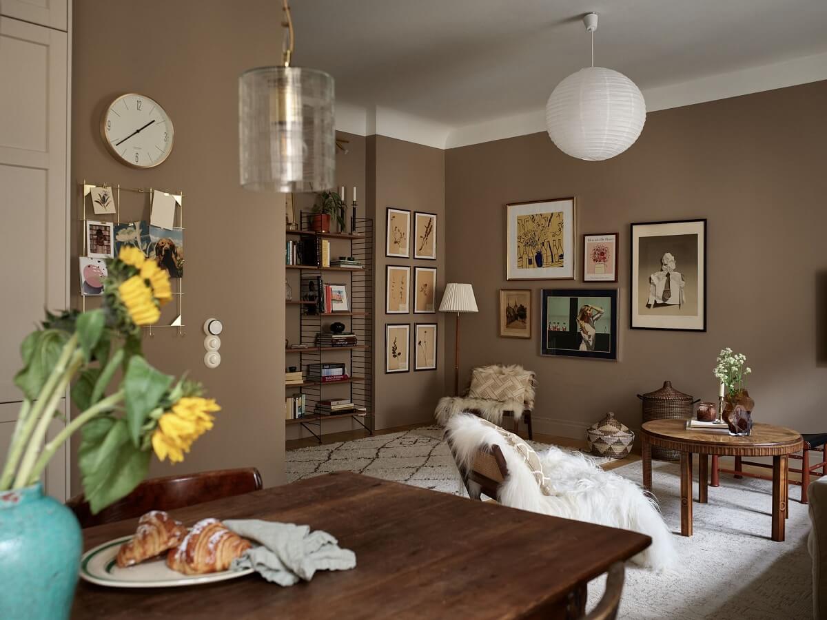 A Warm Nordic Apartment with Light Brown Walls