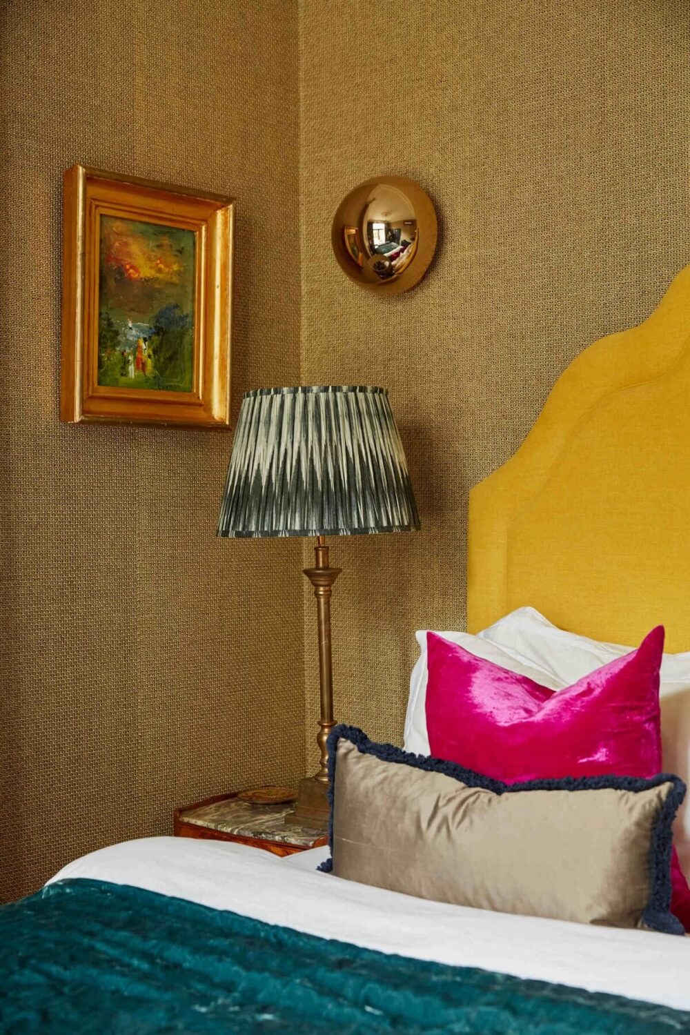 bedroom-yellow-headboard-textured-wallpaper-nordroom