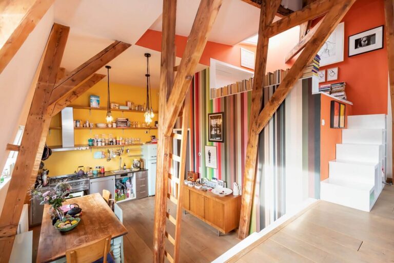 A Colorful Loft in Amsterdam with Exposed Wooden Beams - The Nordroom