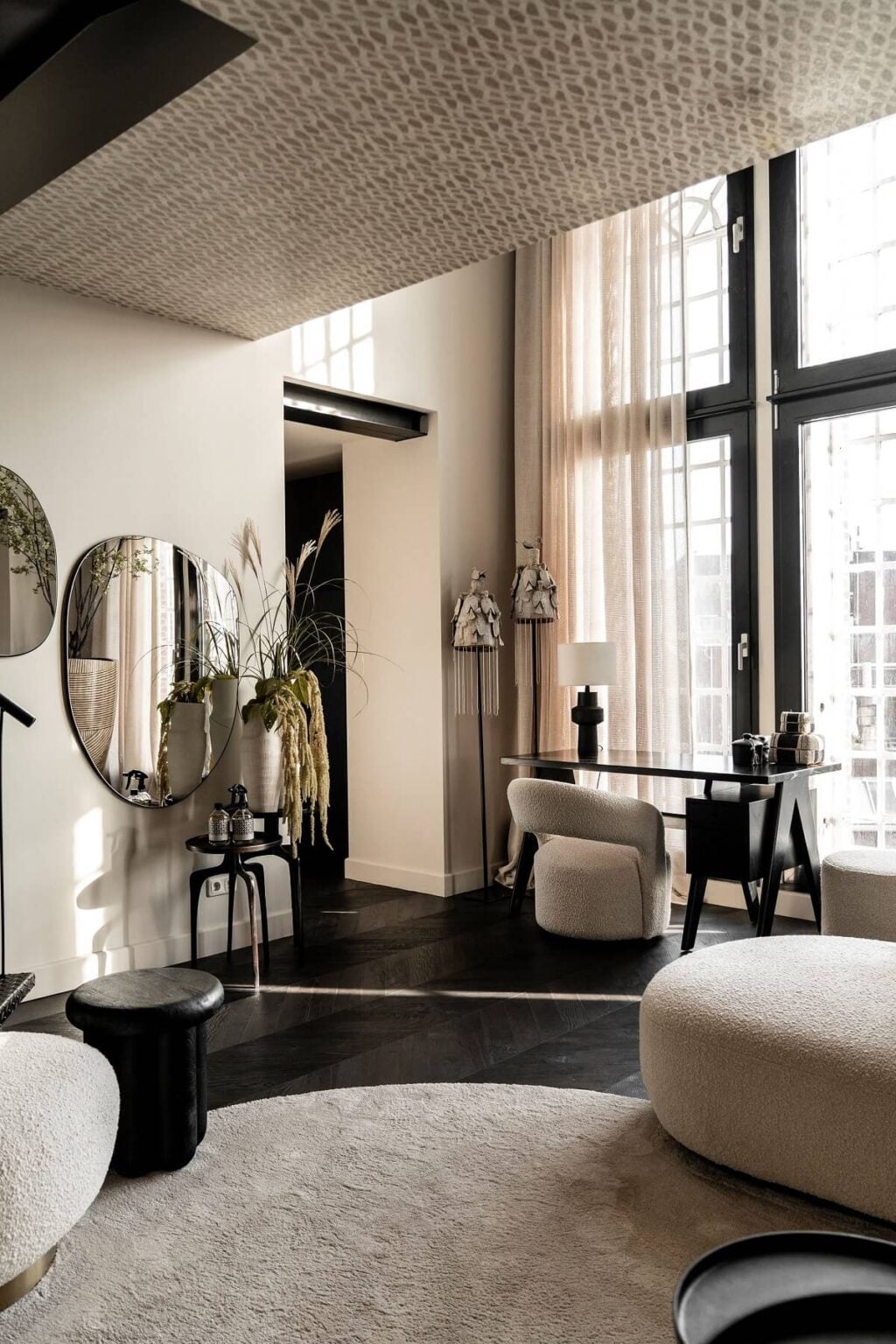 A closer look at Monochromatic Penthouse Bedroom Colors