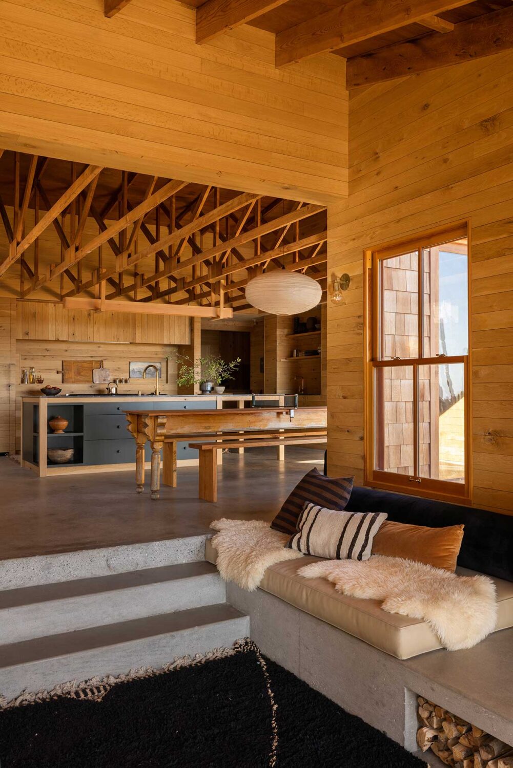 sunken-living-room-kitchen-wooden-mountaintop-home-nordroom