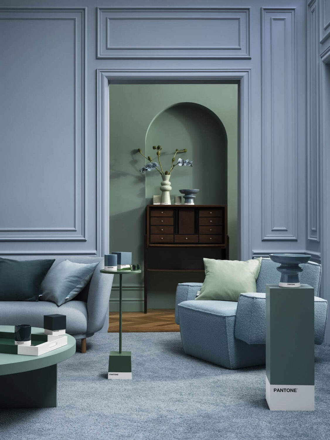 H&M-Home-Pantone-The-Power-of-Color-blue-sitting-room-green-hallway-nordroom